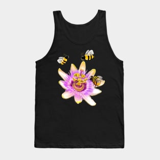 Bee themed gifts for women men and kids spring Blue crown Passion plant pattern flower bumble bee - save the bees T-Shirt Tank Top